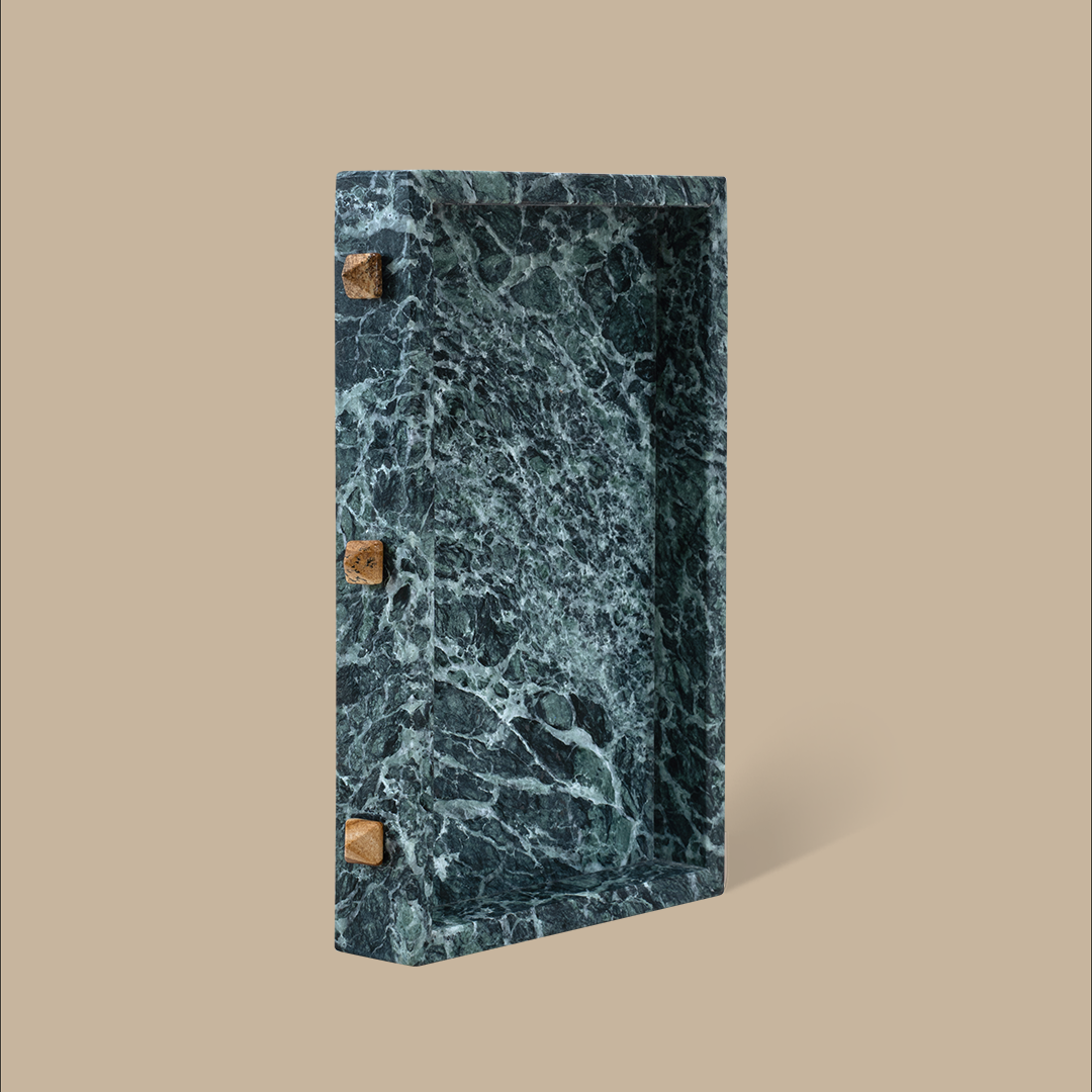 Forma Rectangle Tray - Verde Alpi Marble with Rivets