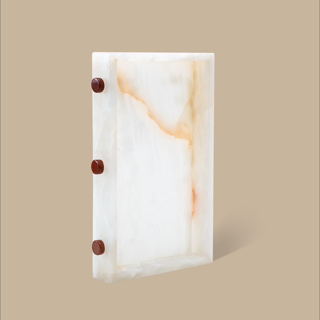 Forma Rectangle Tray - White Onyx with Buttons