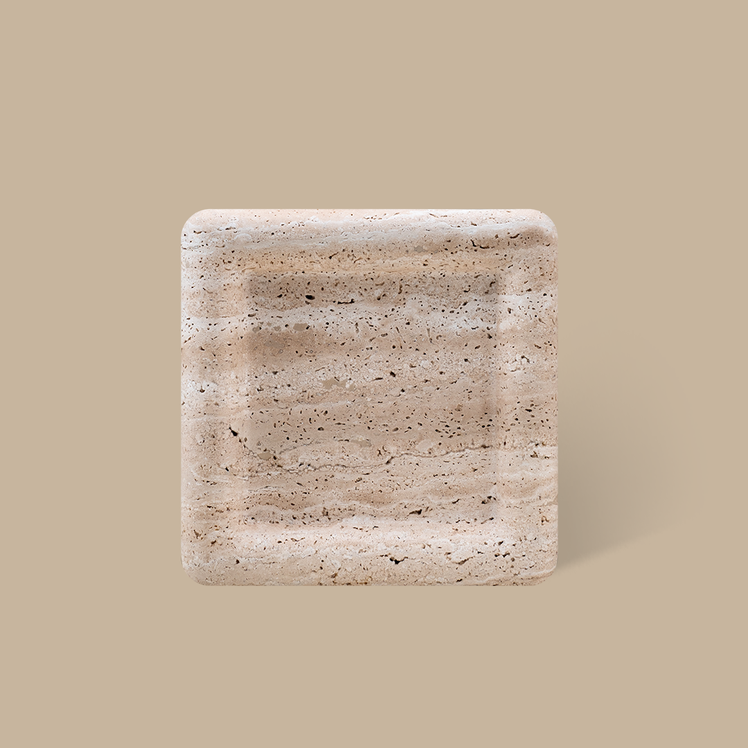 Halo Square Tray - Travertine