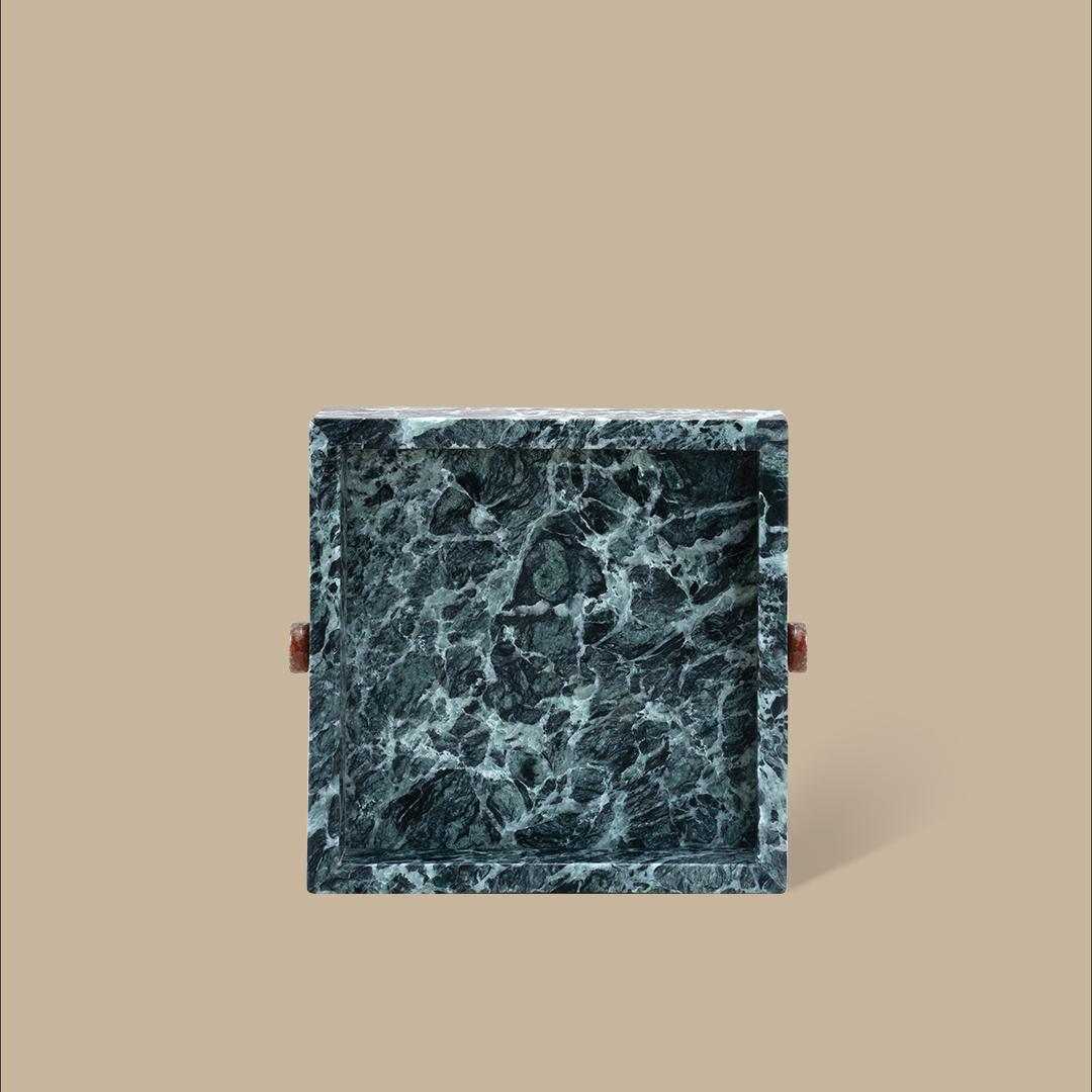 Forma Square Tray - Verde Alpi Marble with Buttons