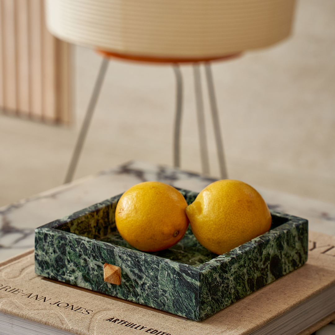 Forma Square Tray - Verde Alpi Marble with Rivets