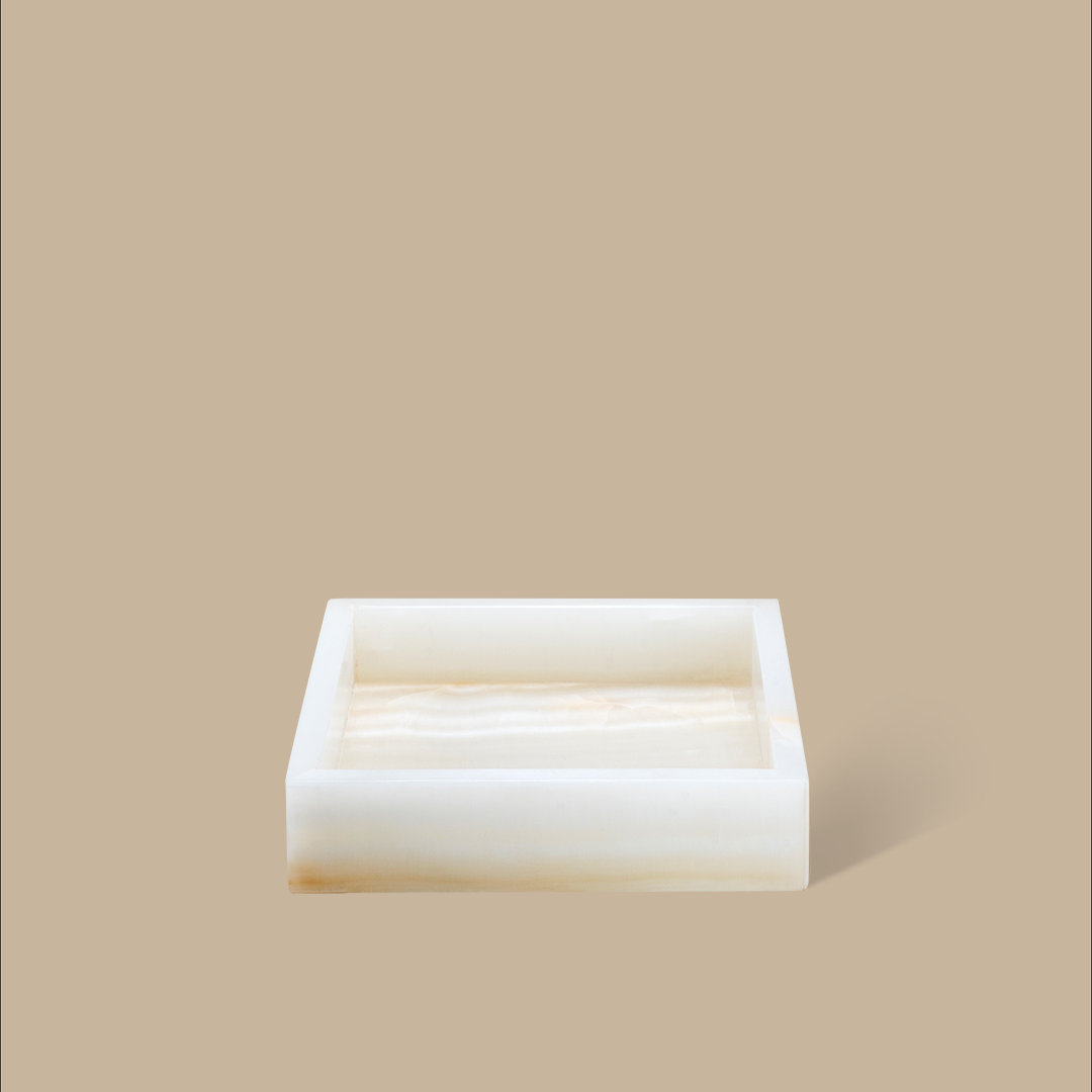 Forma Square Tray - White Onyx