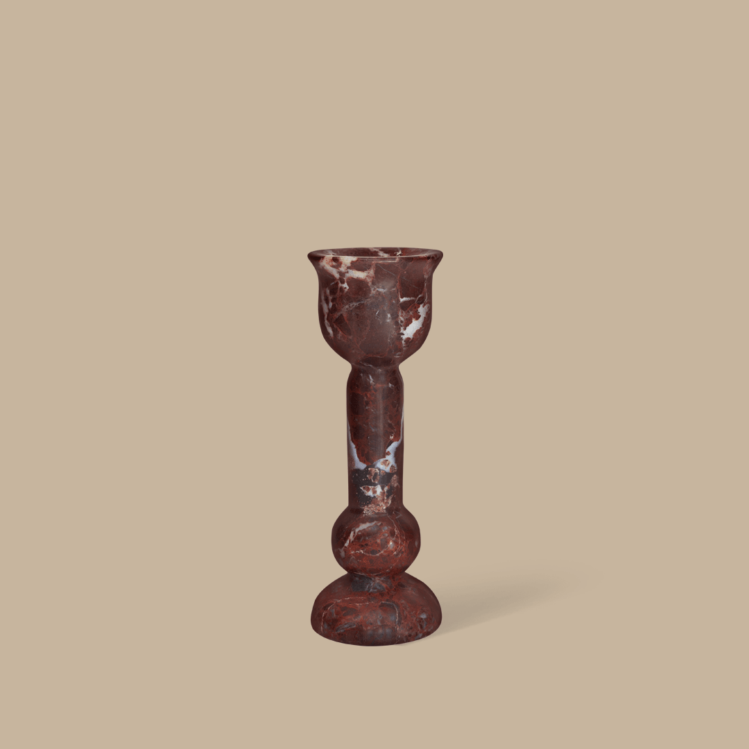Bell Candle Holder Low - Rosso Lavento - Pillar Candle - Black Blaze