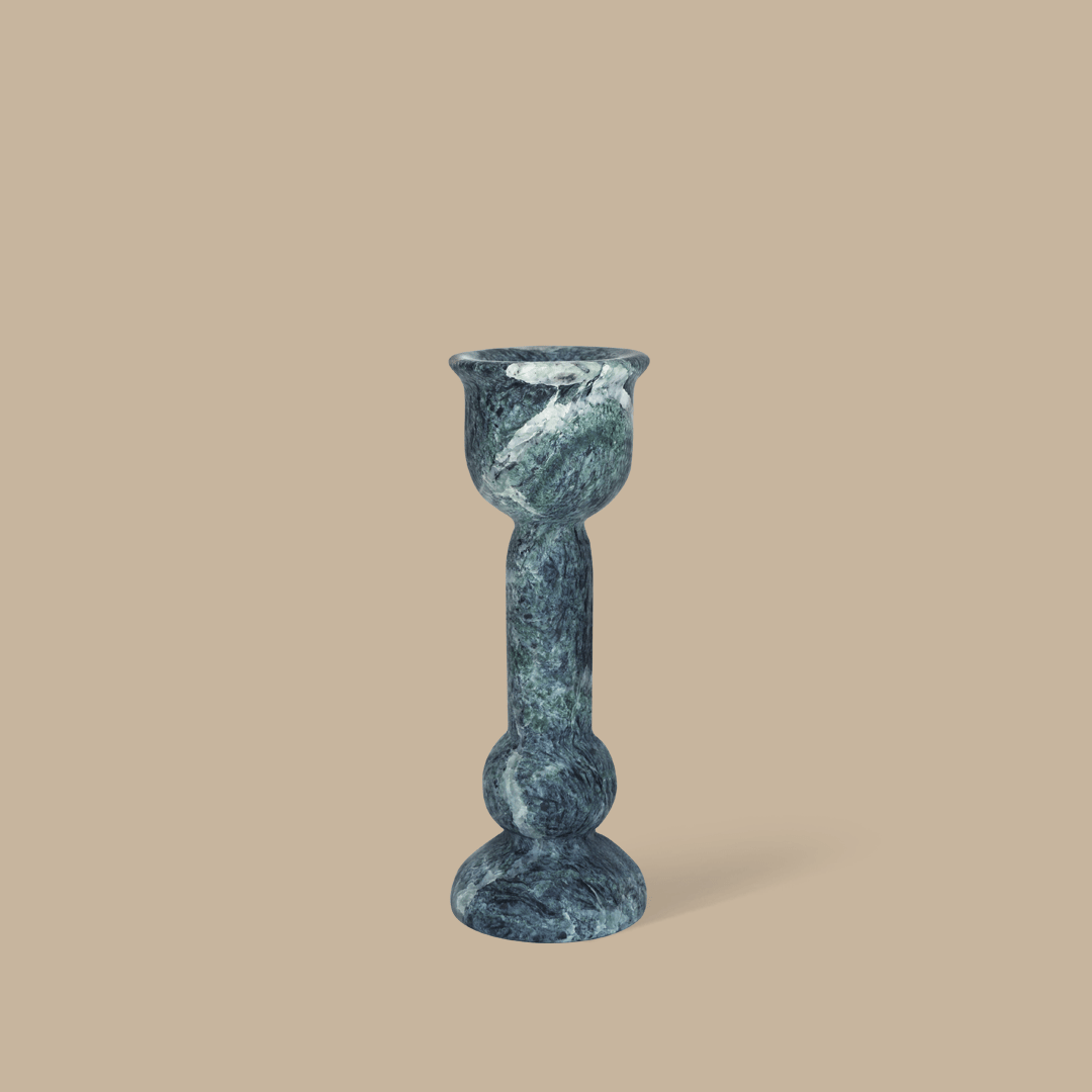 Bell Candle Holder Low - Verde Alpi - Pillar Candle - Black Blaze