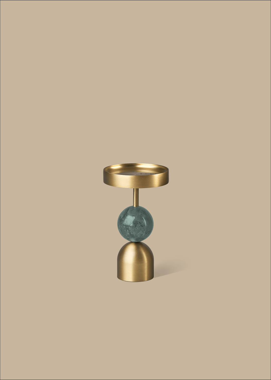 Beaded Fountain Brass Candle Holder - Green Medium - Pillar Candle - Black Blaze