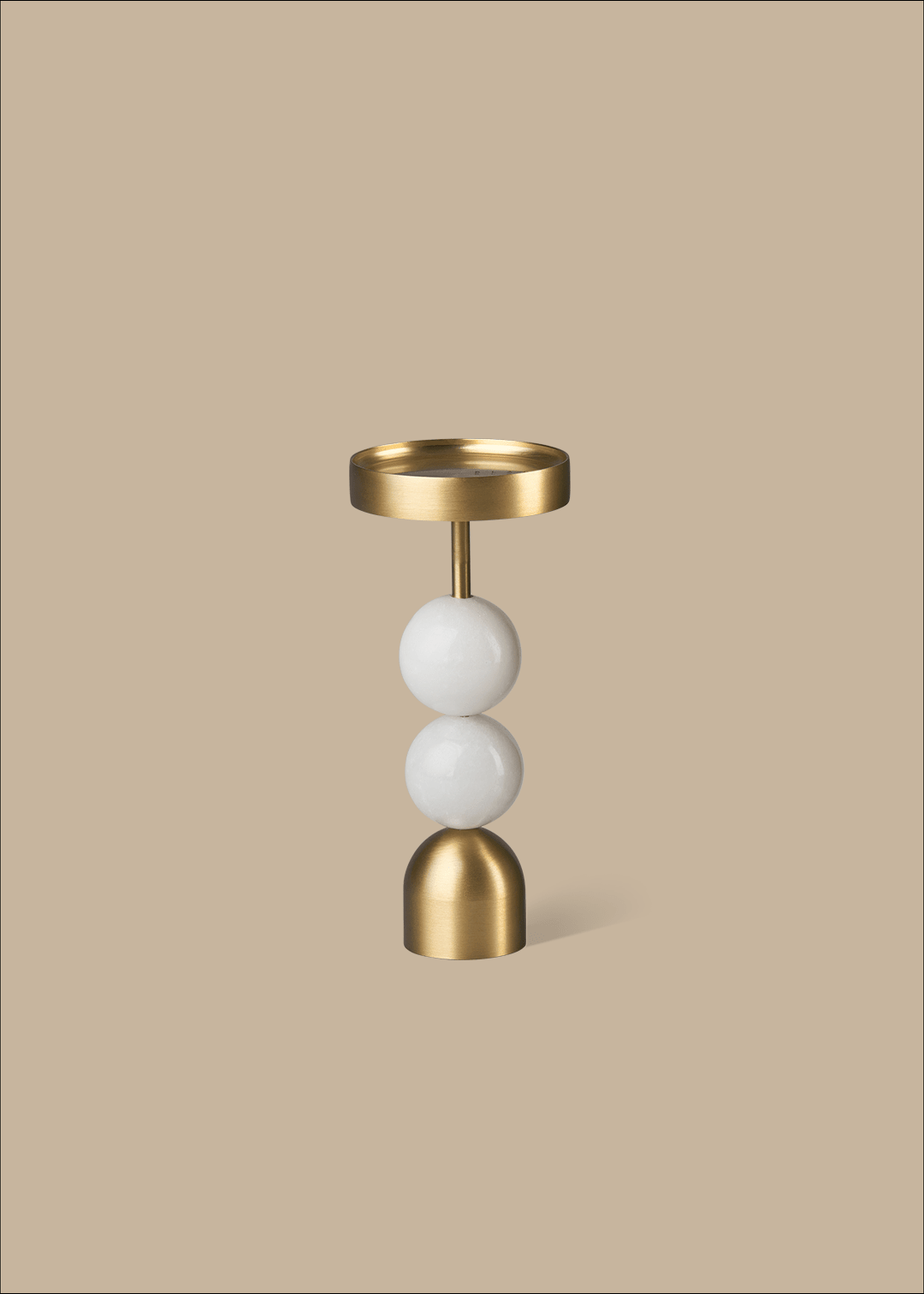 Beaded Fountain Brass Candle Holder - White Large - Pillar Candle - Black Blaze