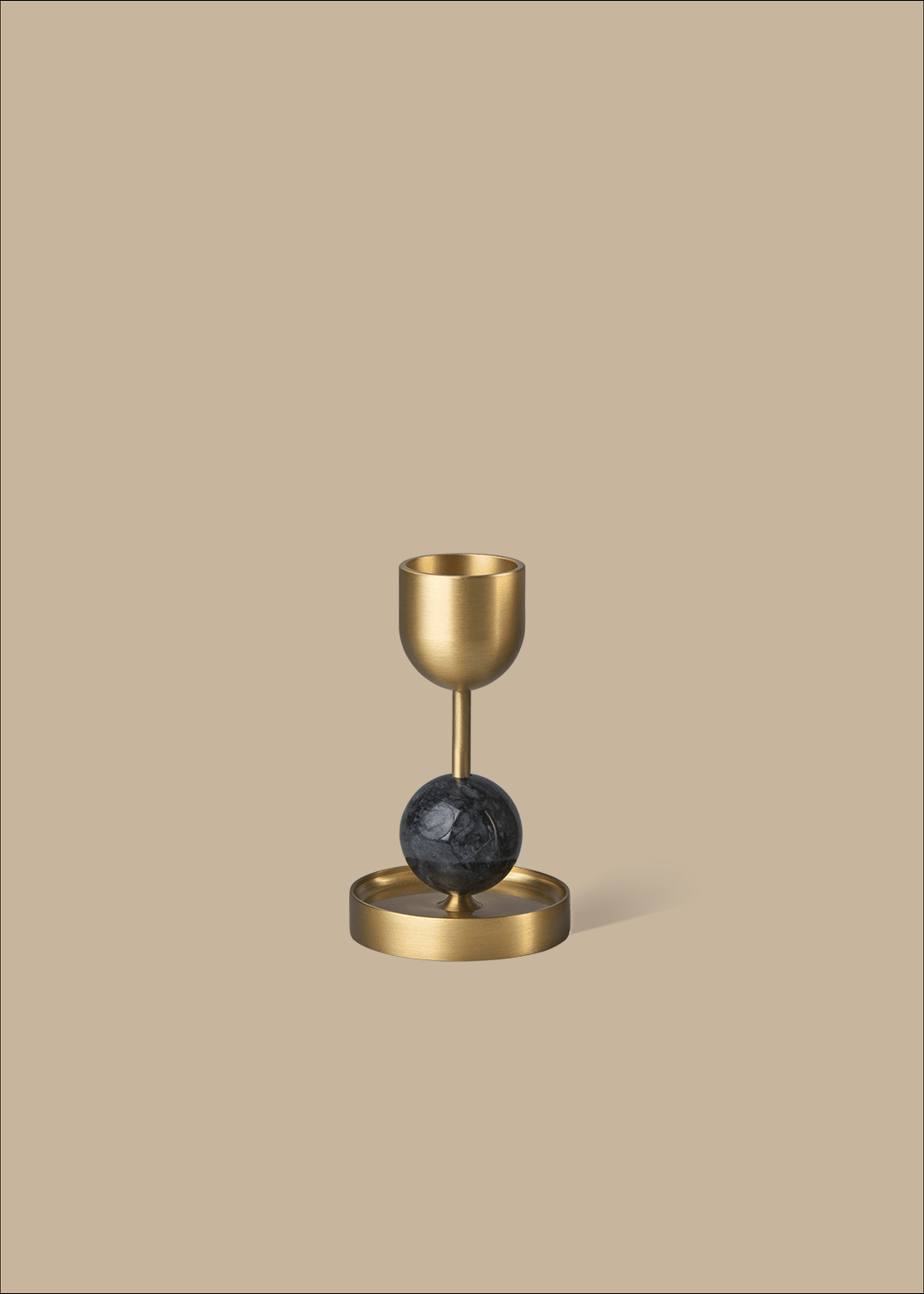 Beaded Fountain Candle Brass Holder - Charcoal Medium - Pillar Candle - Black Blaze