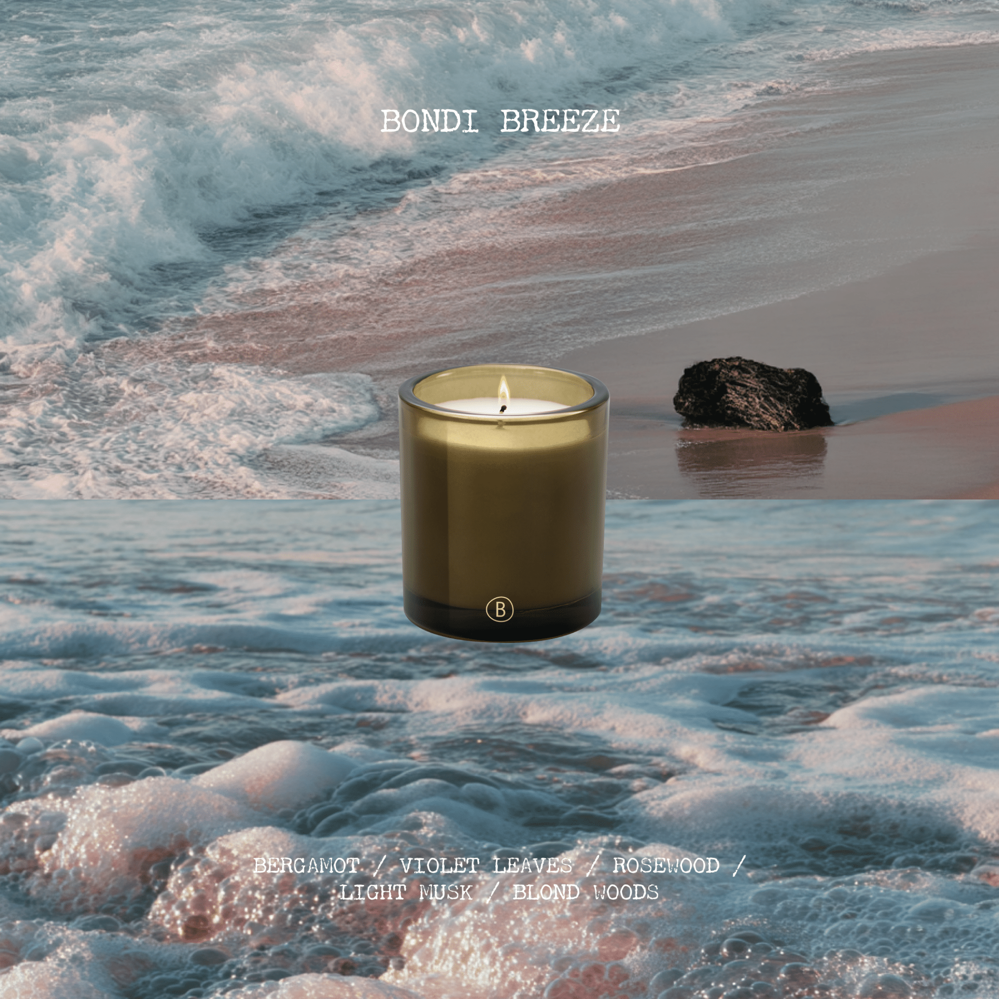 Bondi Breeze Scented Candle - THE GREAT OUTDOOR COLLECTION - Black Blaze