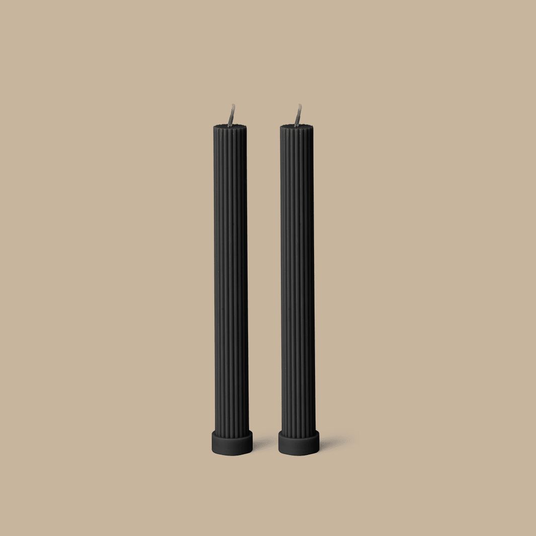 Column Pillar Candle Duo - Black - Pillar Candle - Black Blaze