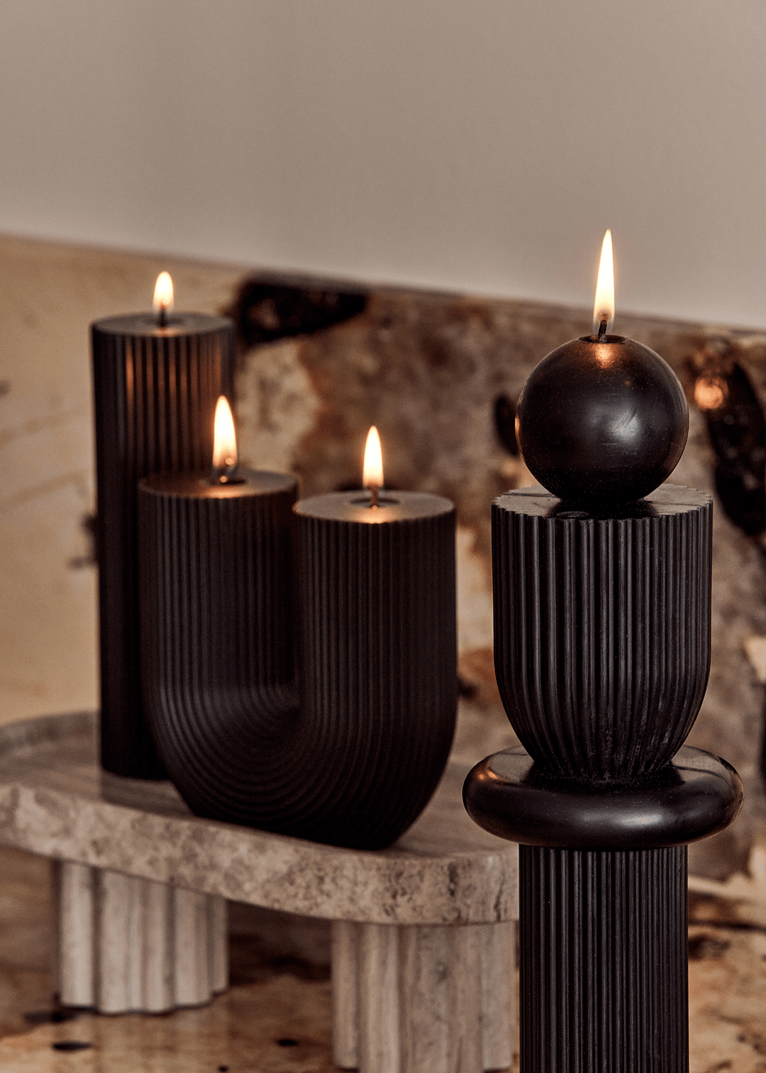 Curl Curl Candle - Black - Pillar Candle - Black Blaze