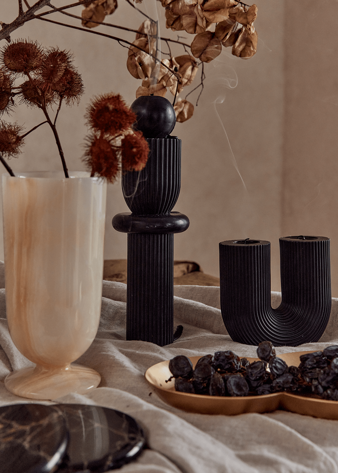 Curl Curl Candle - Black - Pillar Candle - Black Blaze