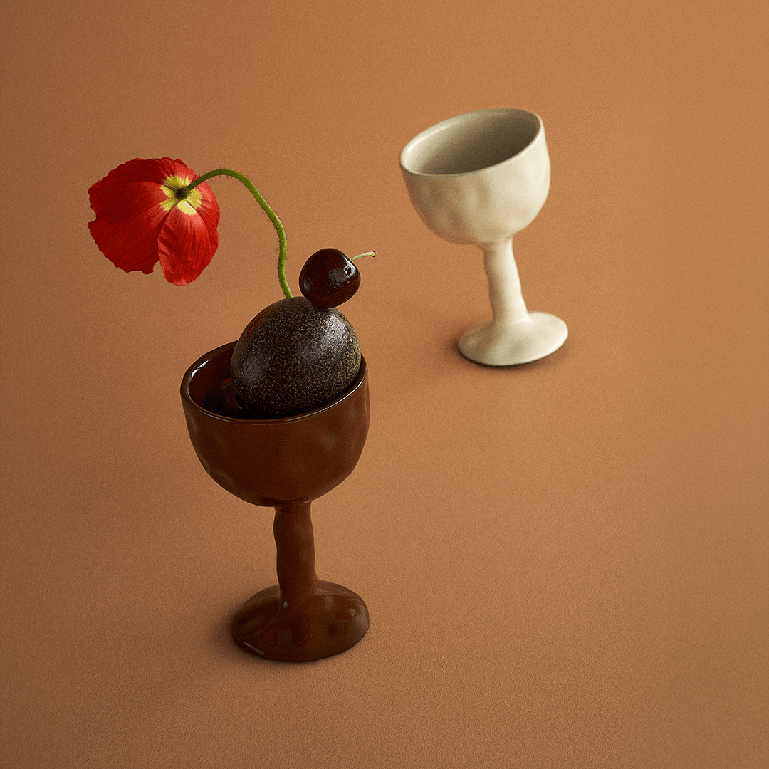 Drift Goblet Pair - Ivory - Tableware - Black Blaze