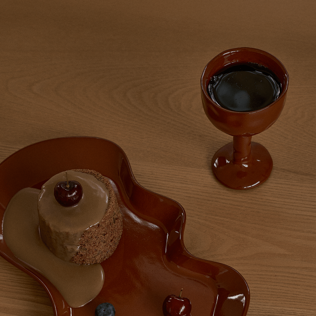 Drift Goblet Pair - Rust - Tableware - Black Blaze