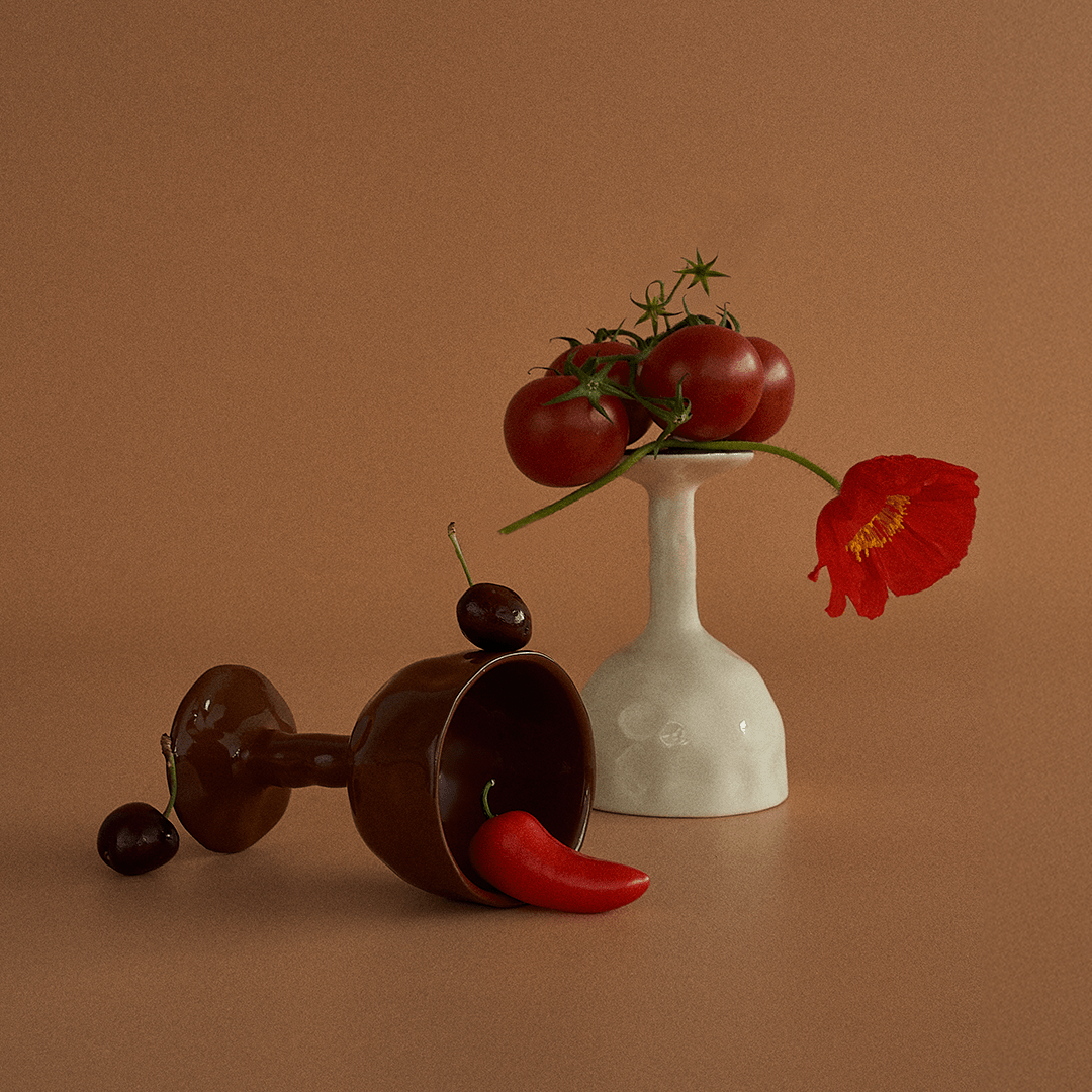 Drift Goblet Pair - Rust - Tableware - Black Blaze