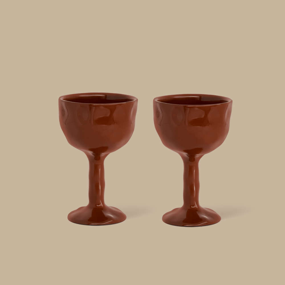 Drift Goblet Pair - Rust - Tableware - Black Blaze