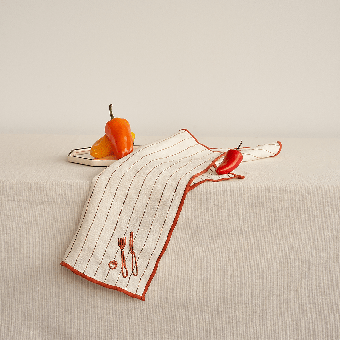 Embroidered Linen Napkin Set – Cutlery - BLACK BLAZE - Tableware - BLACK BLAZE