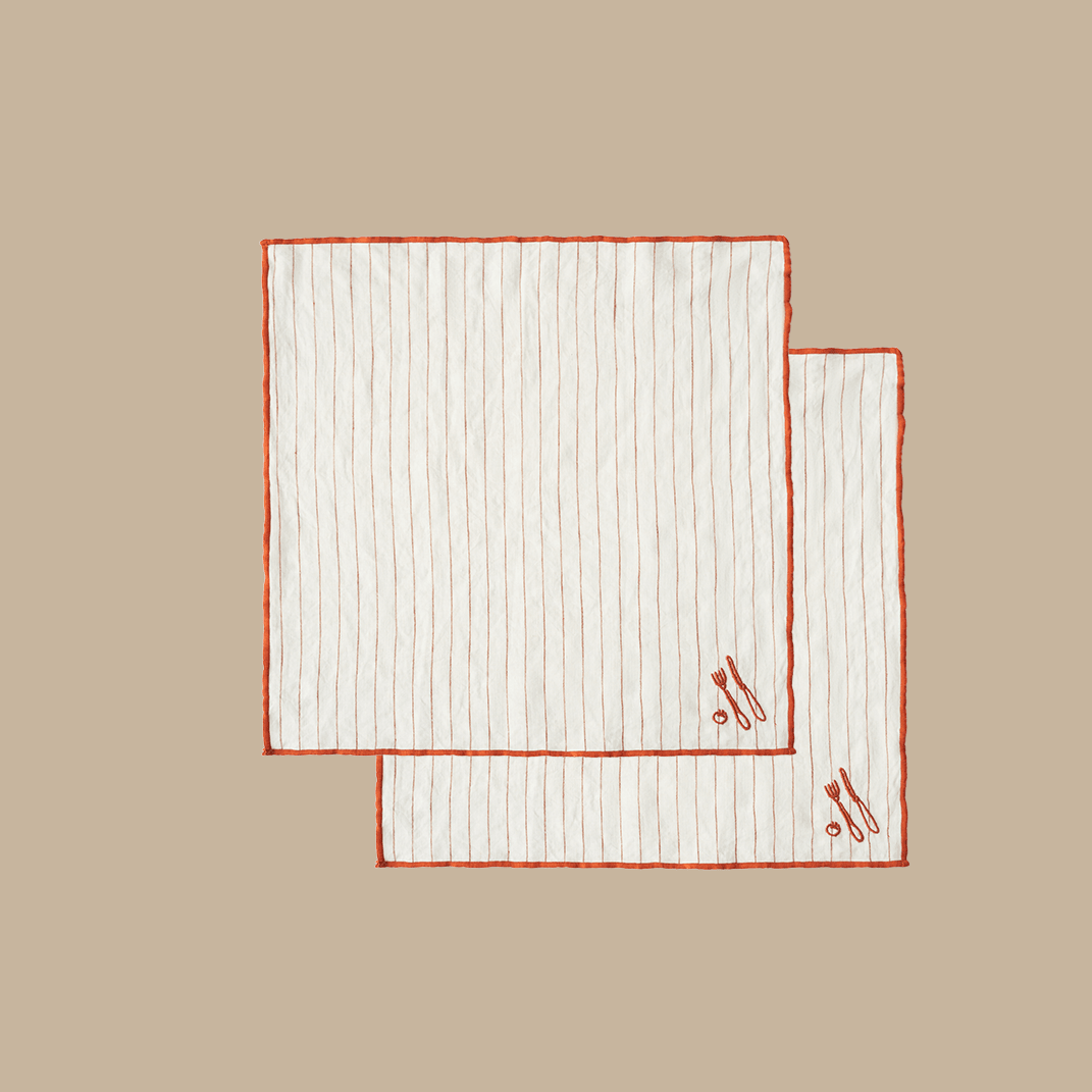 Embroidered Linen Napkin Set – Cutlery - BLACK BLAZE - Tableware - BLACK BLAZE