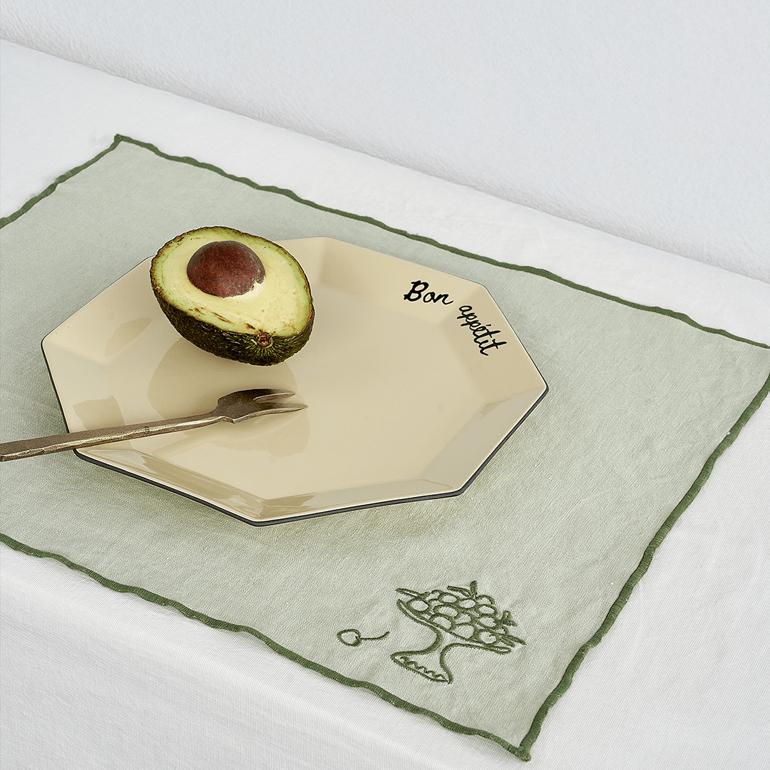 Embroidered Linen Placemat Set – Fruit Bowl - BLACK BLAZE - Tableware - BLACK BLAZE