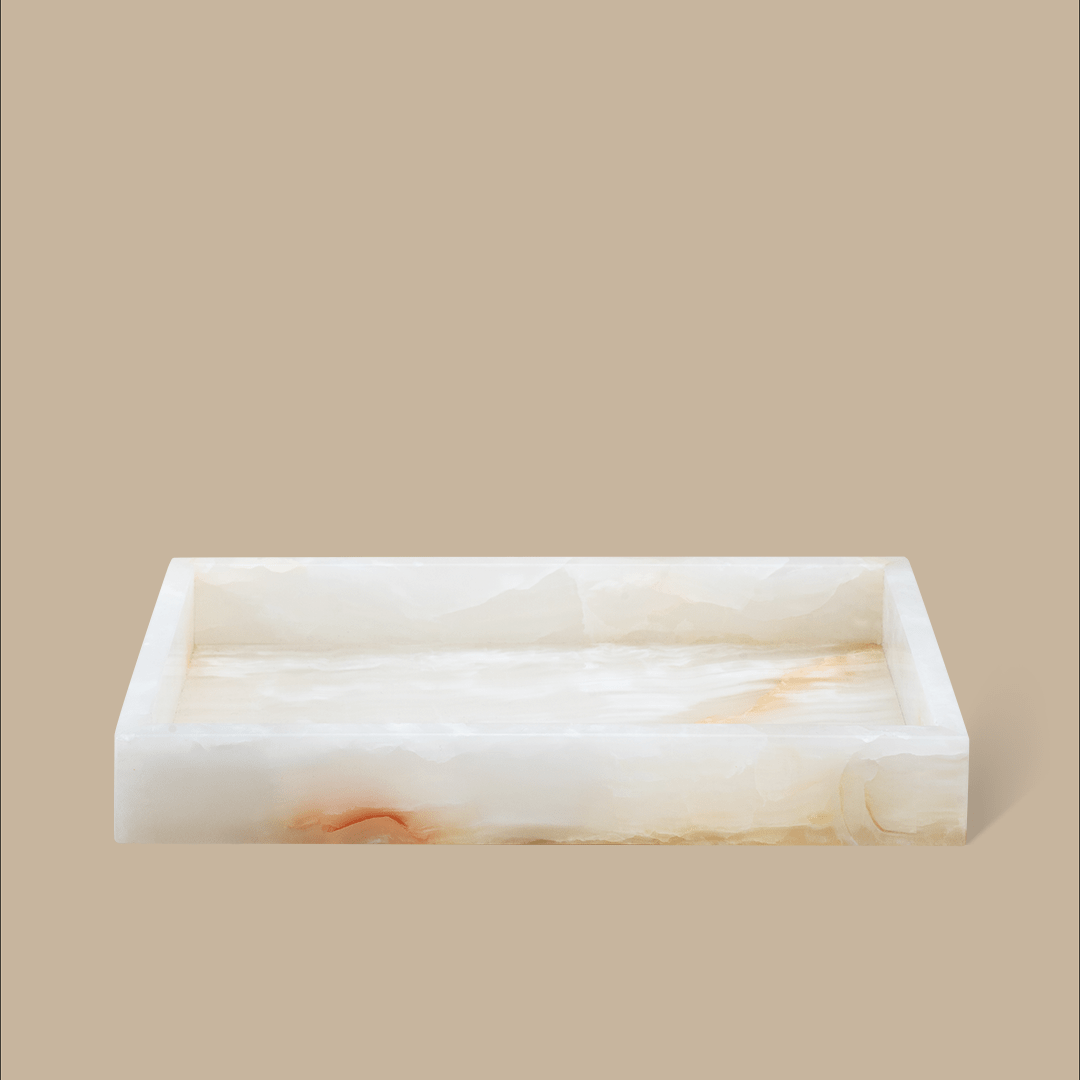 Forma Rectangle Tray - White Onyx - BLACK BLAZE - Home Tray - BLACK BLAZE