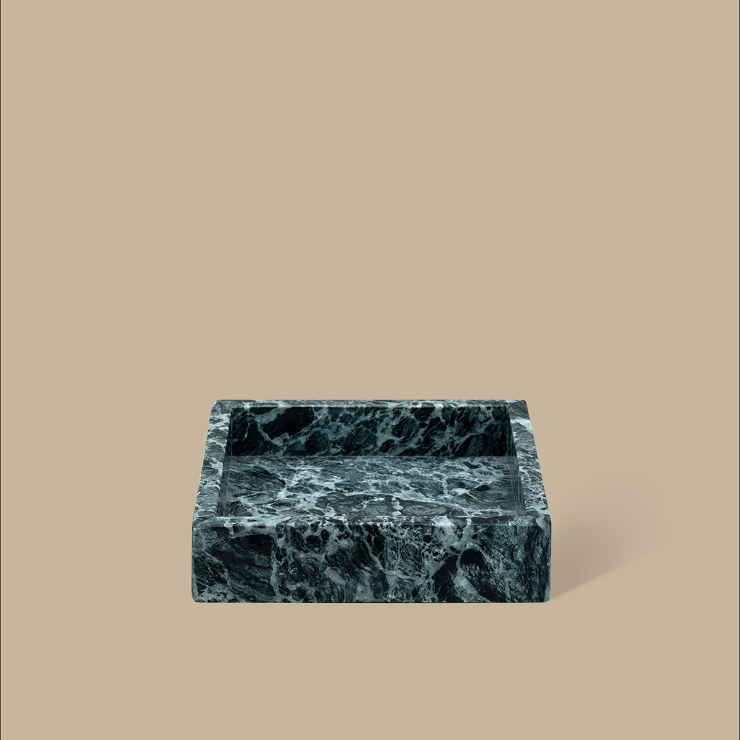 Forma Square Tray - Verde Alpi Marble - Home Tray - Black Blaze