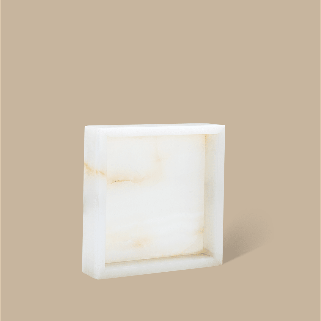 Forma Square Tray - White Onyx - Home Tray - Black Blaze
