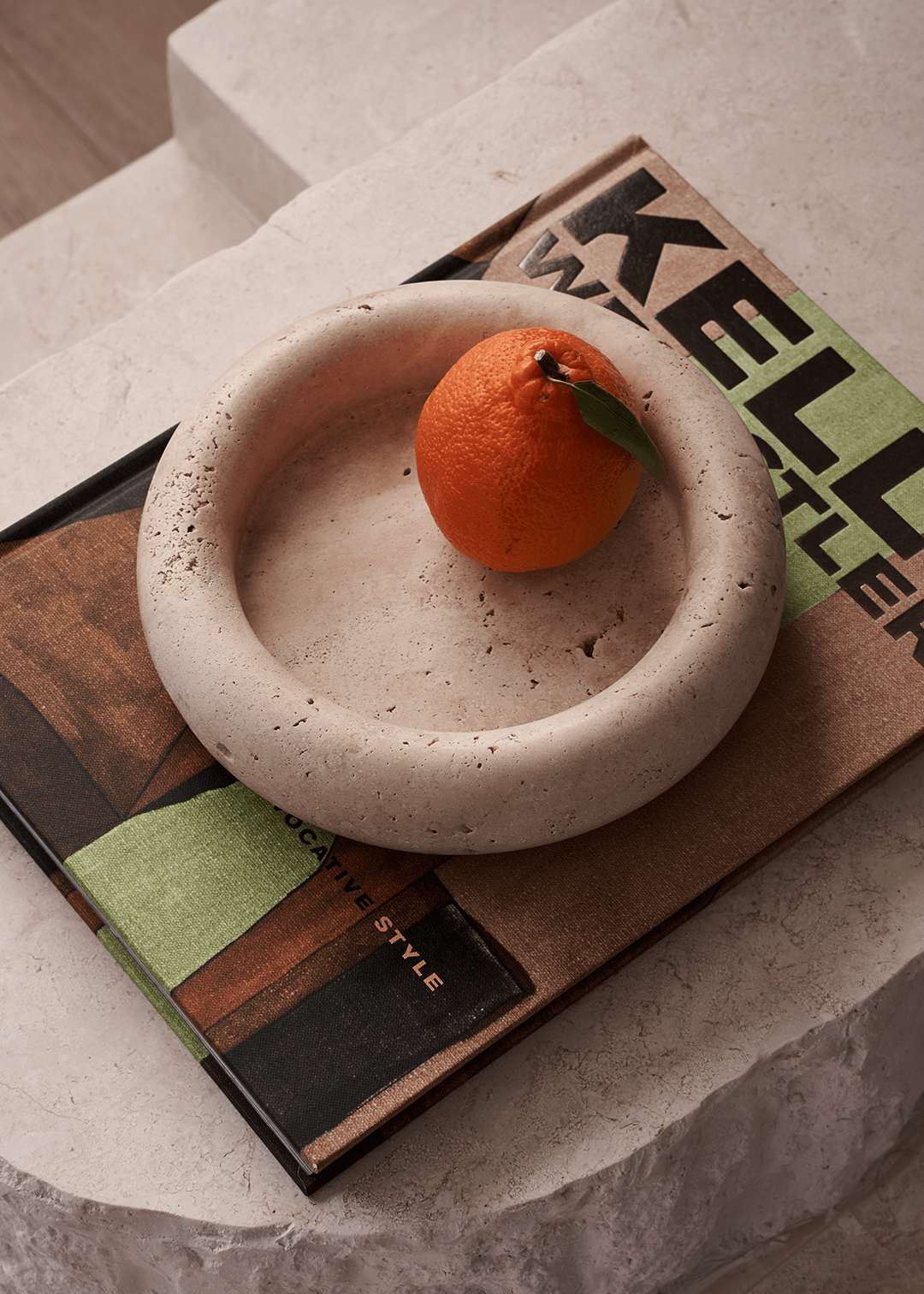 Halo Marble Tray - Travertine - Home Tray - Black Blaze