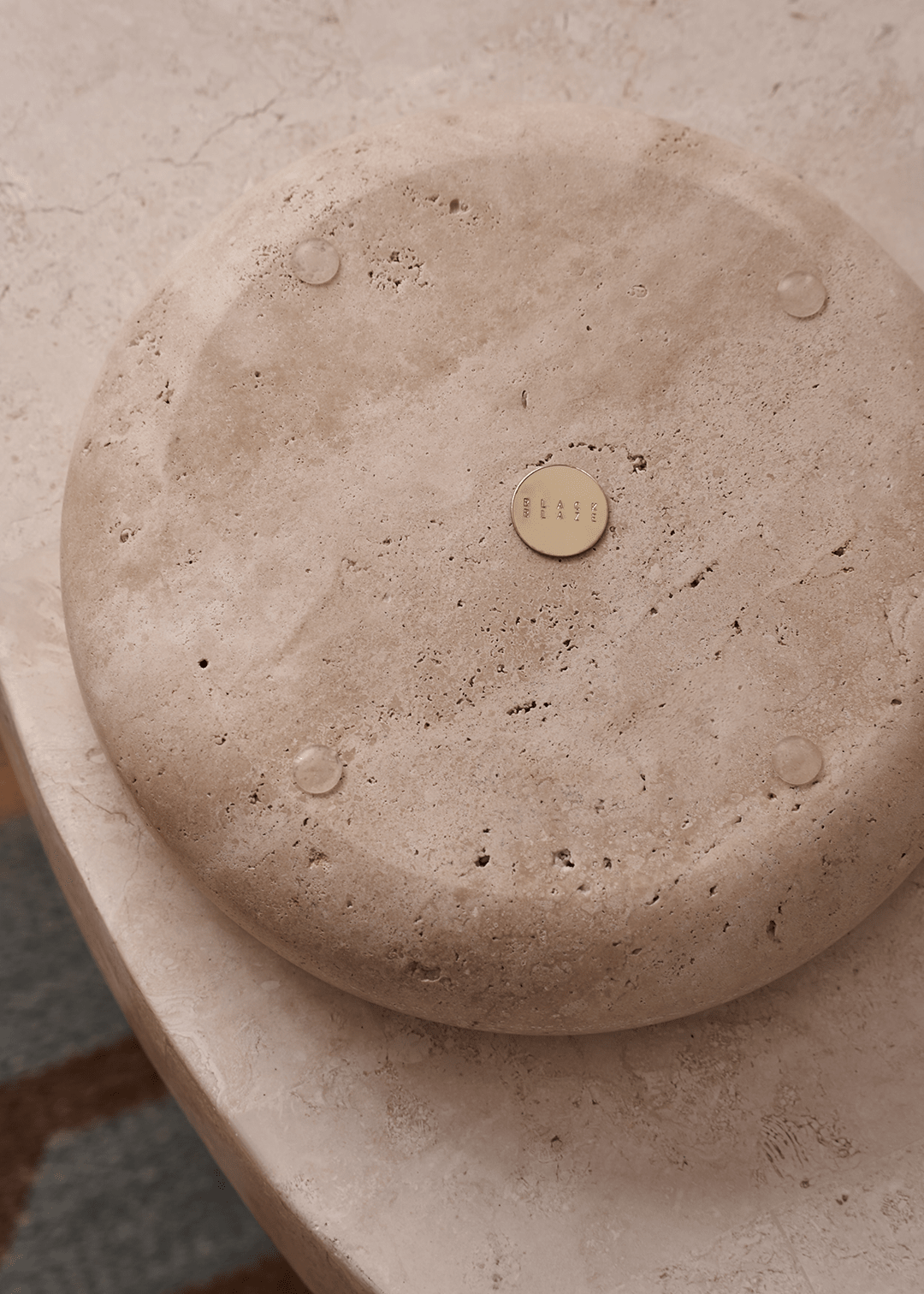 Halo Marble Tray - Travertine - Home Tray - Black Blaze