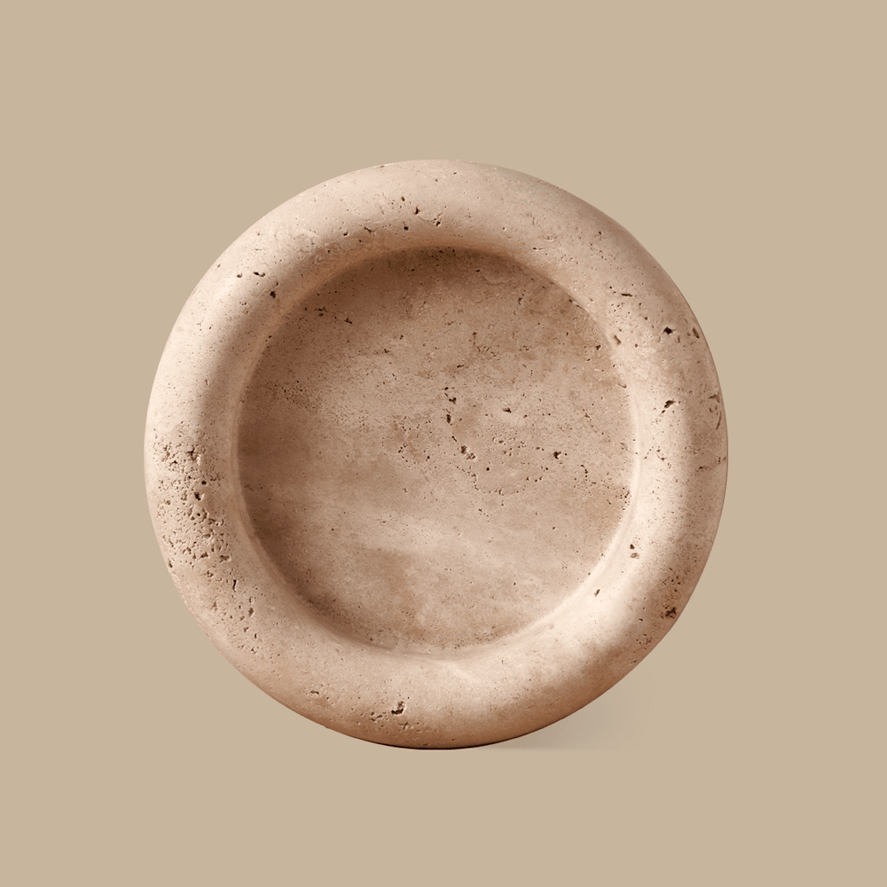 Halo Marble Tray - Travertine - Home Tray - Black Blaze