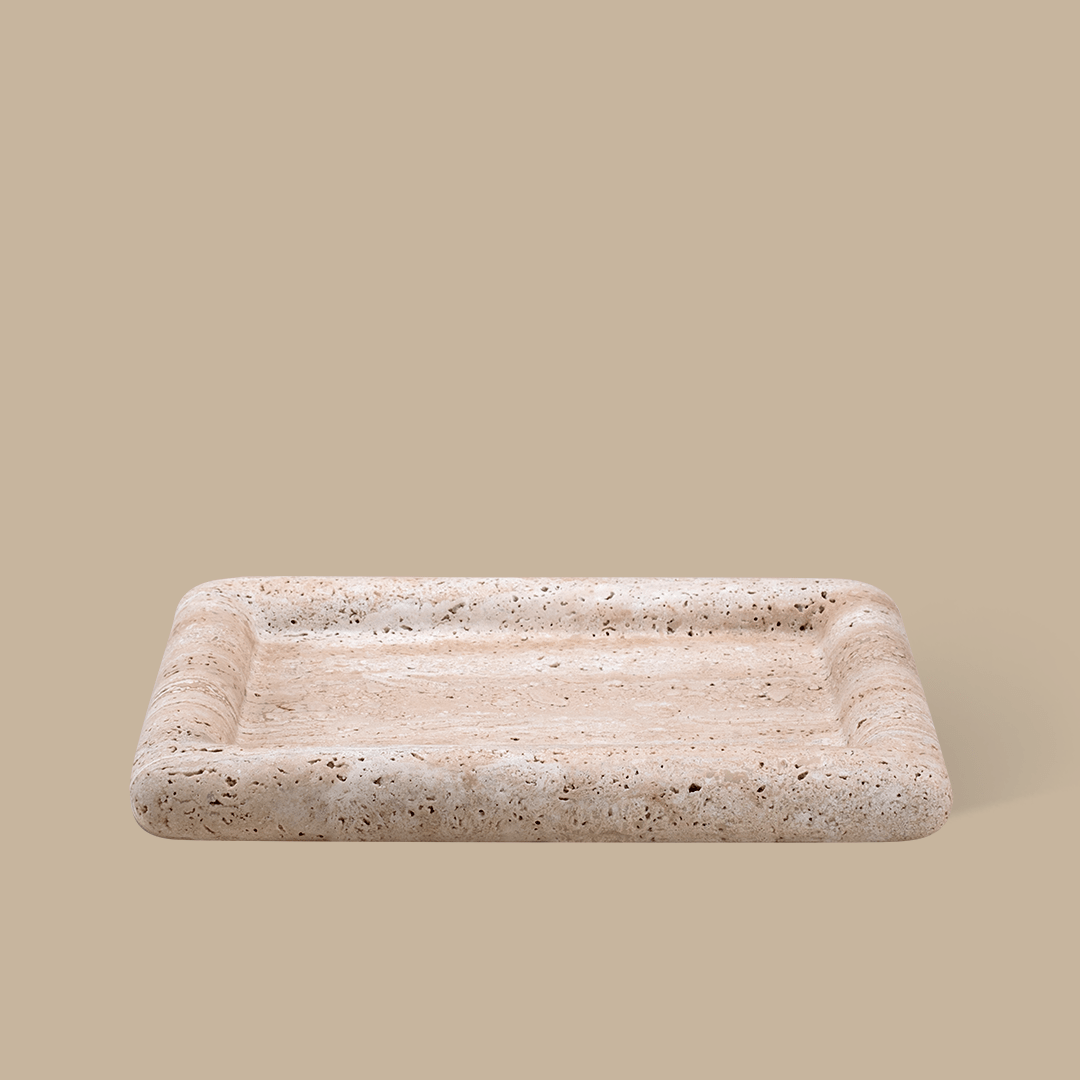Halo Rectangle Tray - Travertine - BLACK BLAZE - Home Tray - BLACK BLAZE