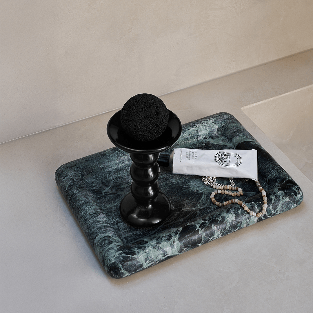 Halo Rectangle Tray - Verde Alpi Marble - Home Tray - Black Blaze