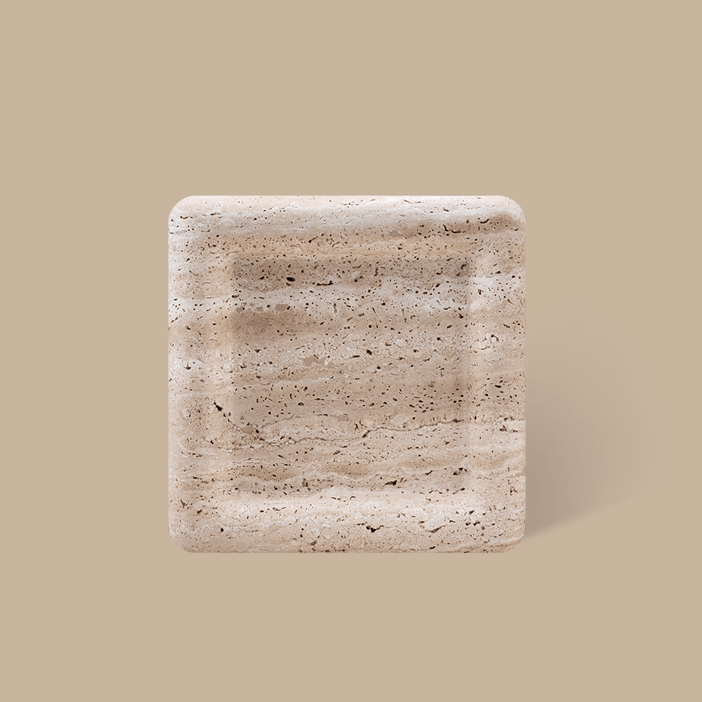 Halo Square Tray - Travertine - Home Tray - Black Blaze