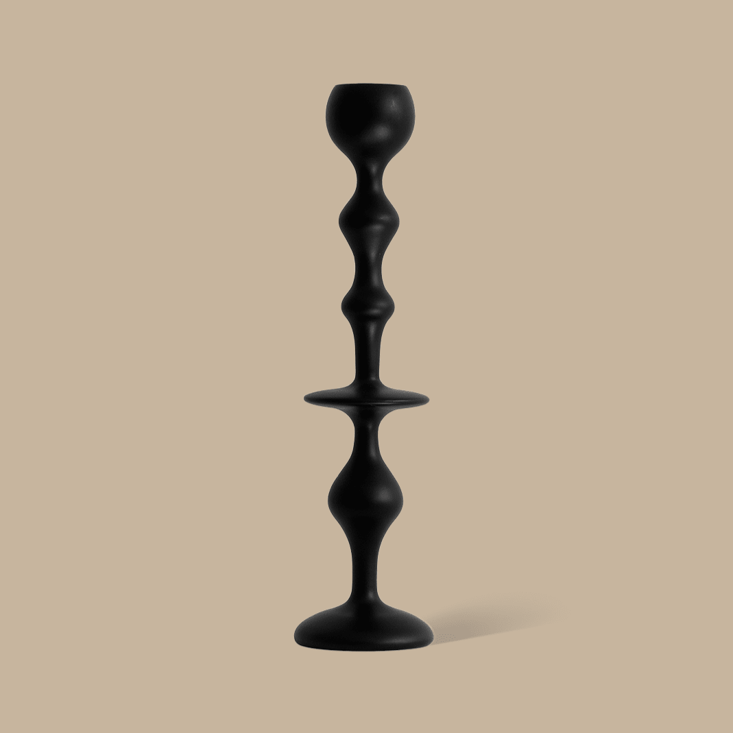 Infinity Candle Holder - Black Large - Pillar Candle - Black Blaze