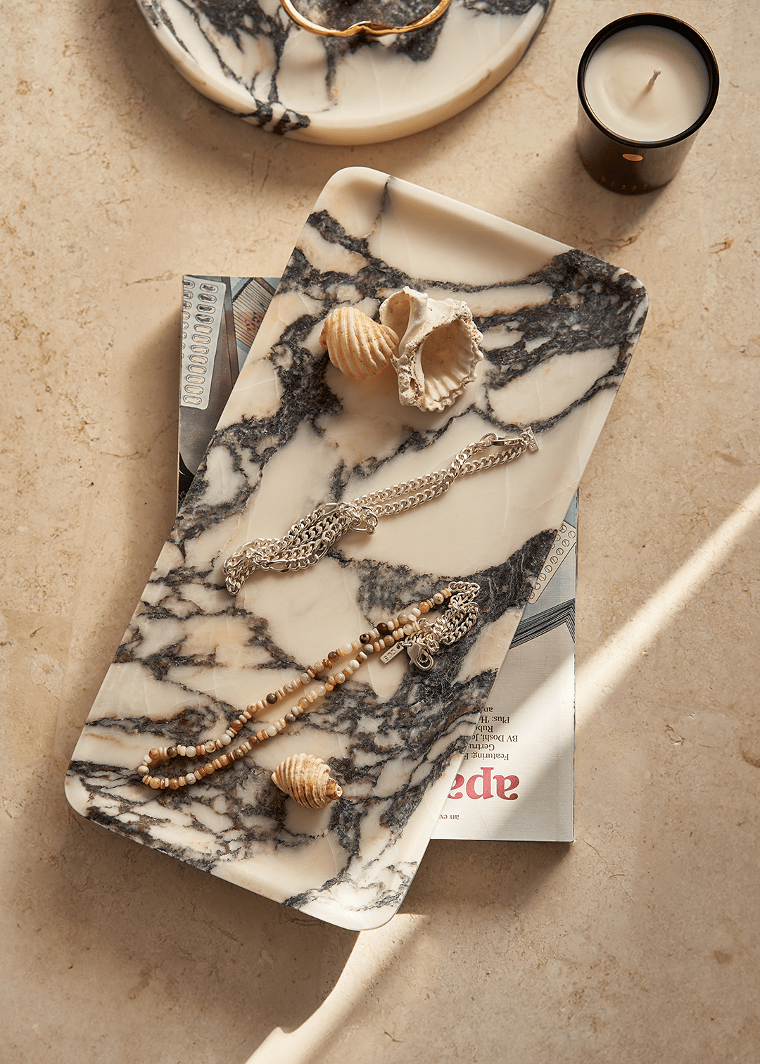 Linea Rectangle Marble Tray - BLACK BLAZE - ND - BLACK BLAZE