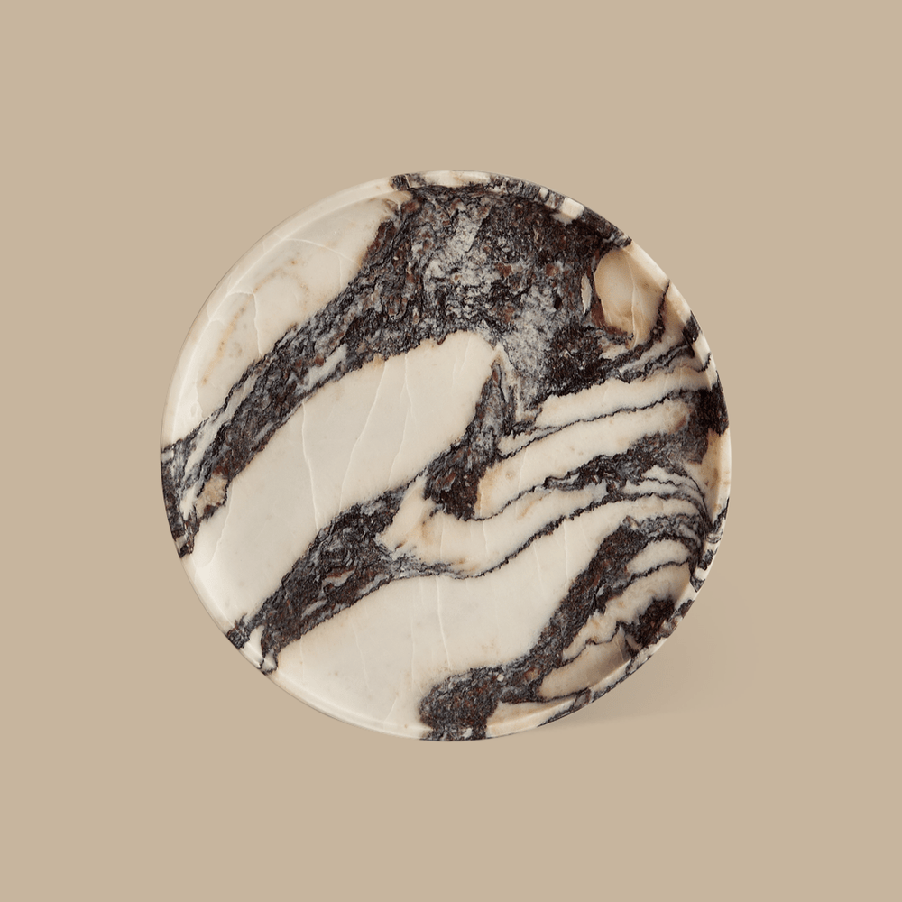 Linea Round Marble Tray - ND - Black Blaze