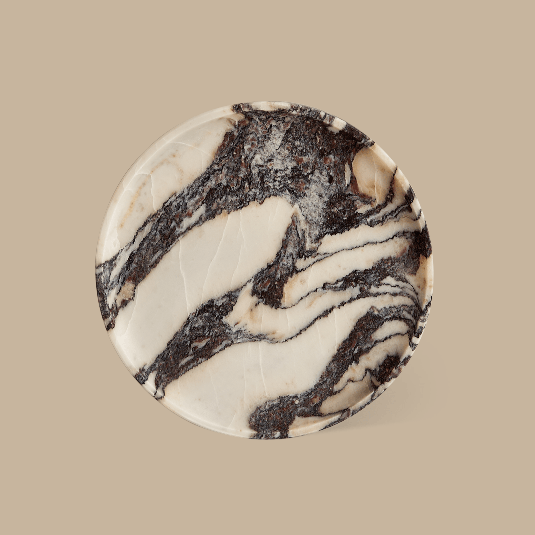 Linea Round Marble Tray - BLACK BLAZE - ND - BLACK BLAZE