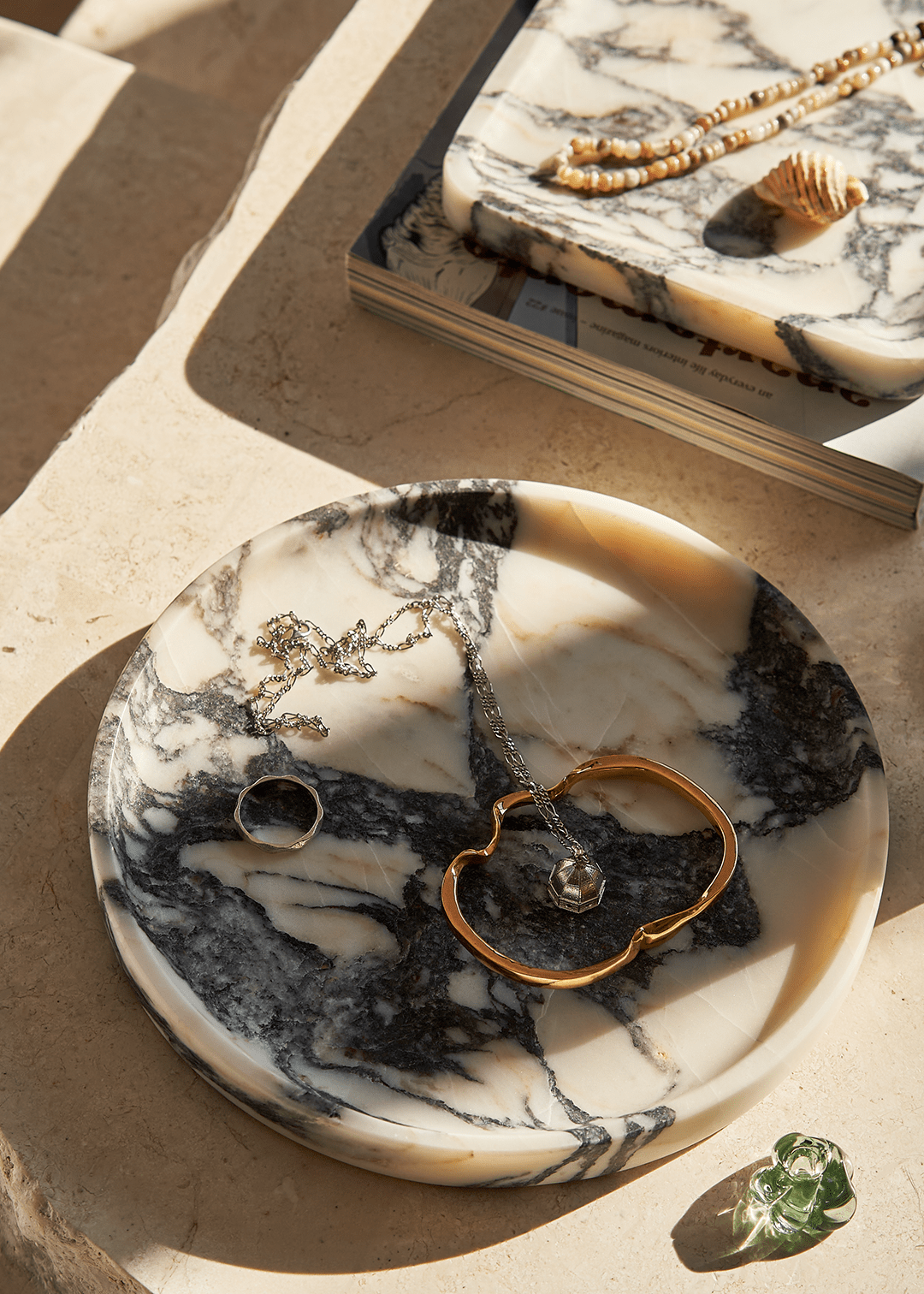 Linea Round Marble Tray - BLACK BLAZE - ND - BLACK BLAZE