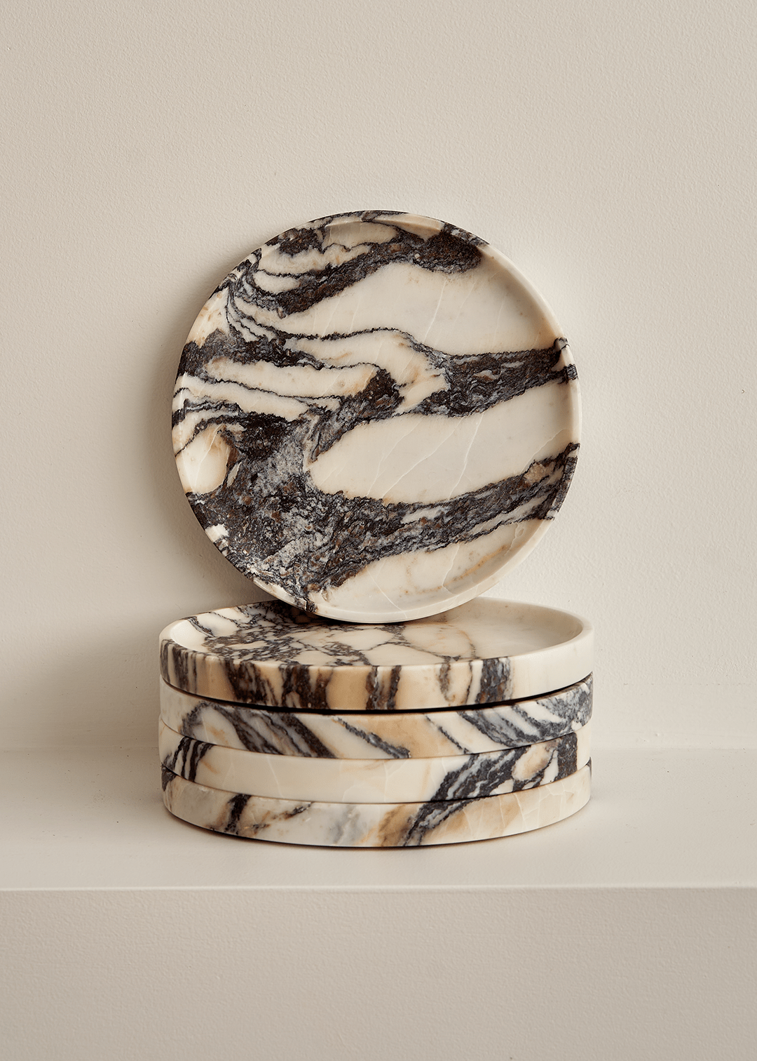 Linea Round Marble Tray - ND - Black Blaze