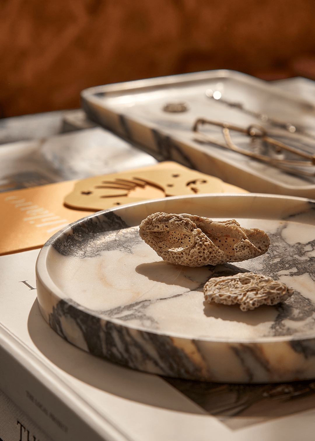 Linea Round Marble Tray - ND - Black Blaze