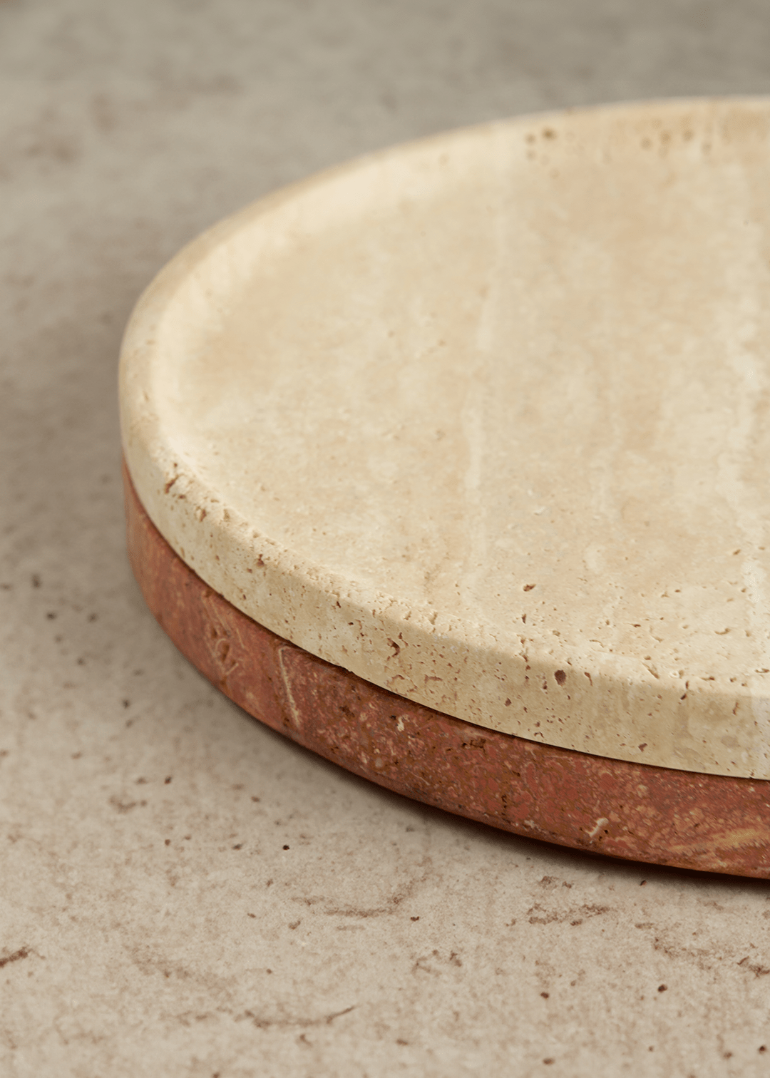 Linea Slim Marble Tray - Yellow Travertine - Pillar Candle - Black Blaze