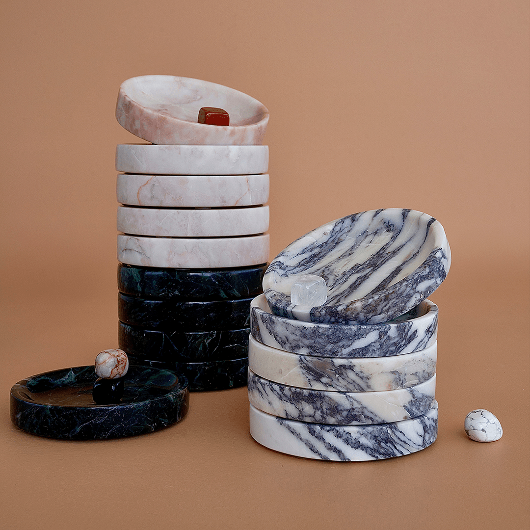 Linea Small Marble Dish - Calacatta Viola - Accessories - Black Blaze