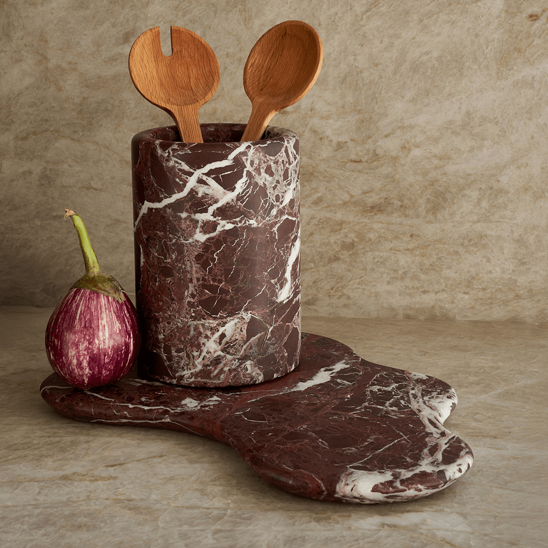 Oasis Marble Serving Platter - Rosso Levanto - Accessories - Black Blaze