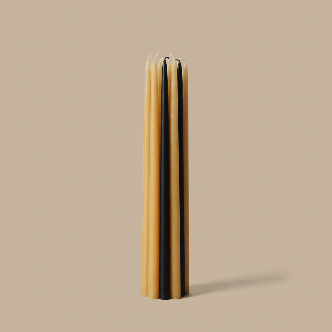 Twig Bendable Taper Pack of 6 - Natural - Pillar Candle - Black Blaze