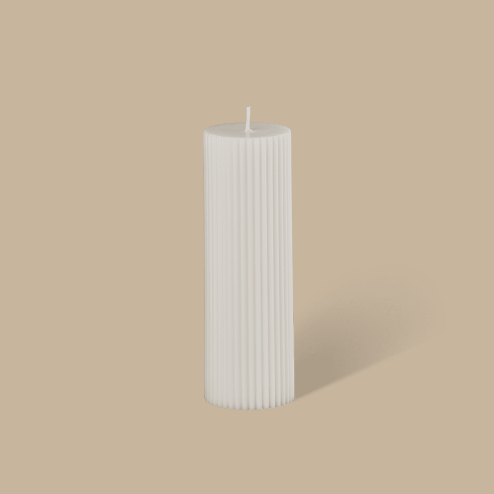 Wide Column Pillar Candle - Cream White - Pillar Candle - Black Blaze
