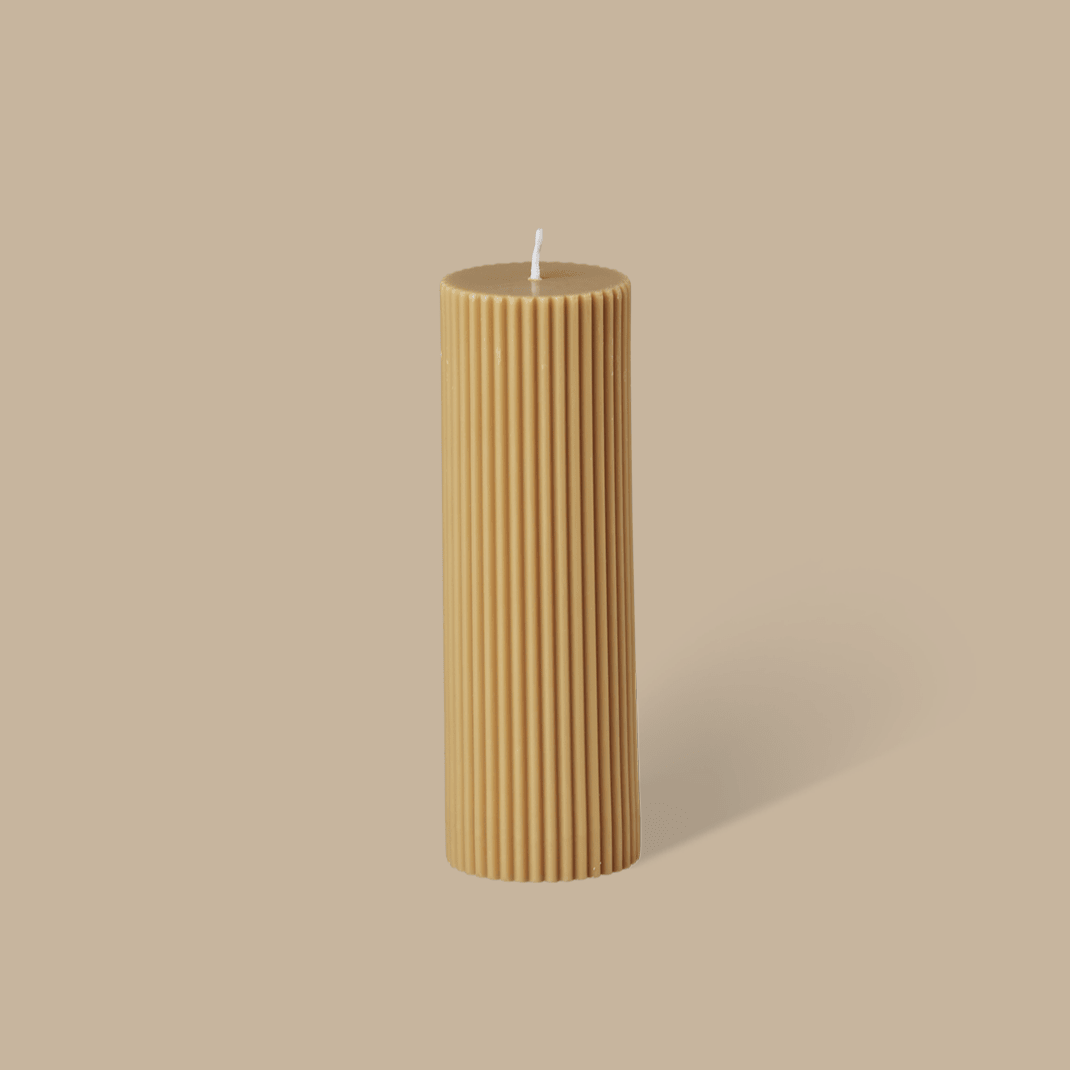 Wide Column Pillar Candle - Honey - Pillar Candle - Black Blaze