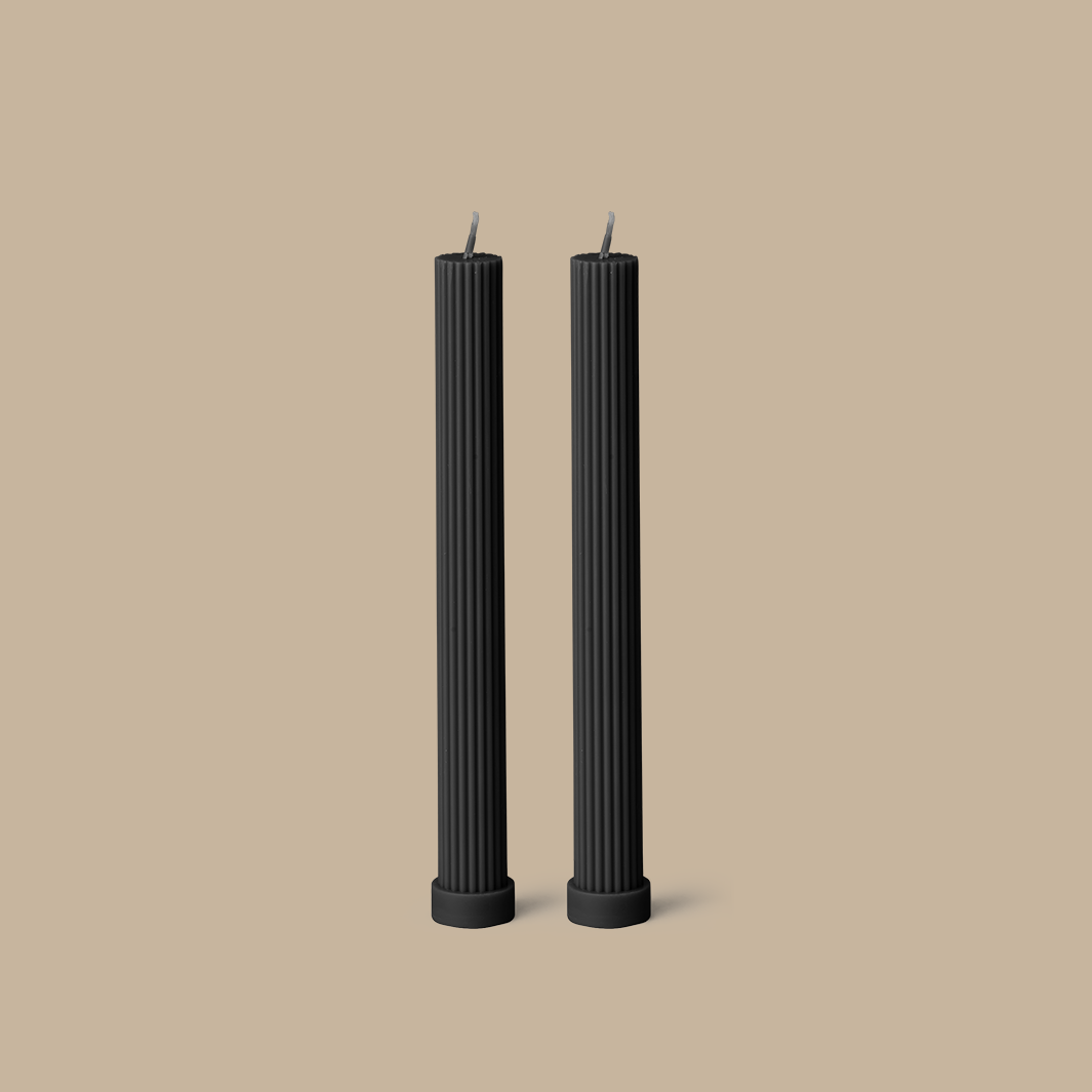 Column Pillar Candle Duo- Black - BLACK BLAZE