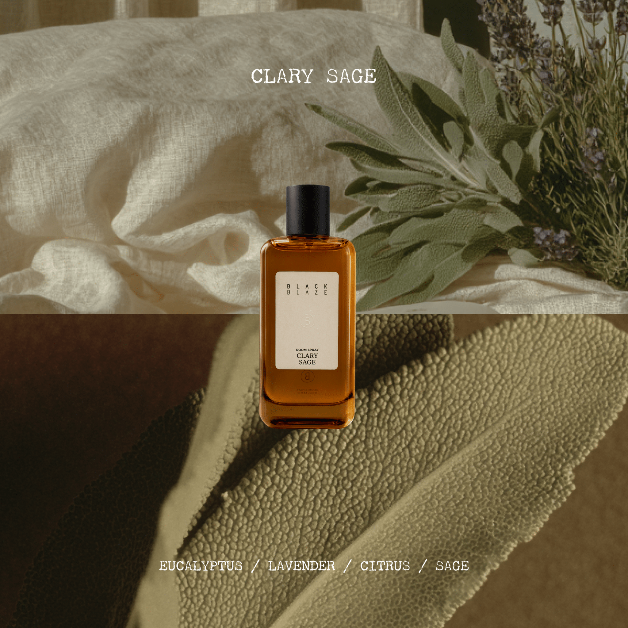 Clary Sage Room Spray - Interior Fragrance Spray - Black Blaze