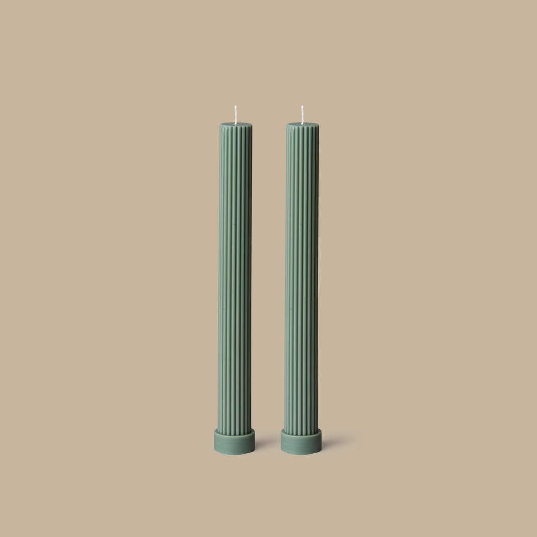 Column Pillar Candle Duo - Eucalyptus - BLACK BLAZE