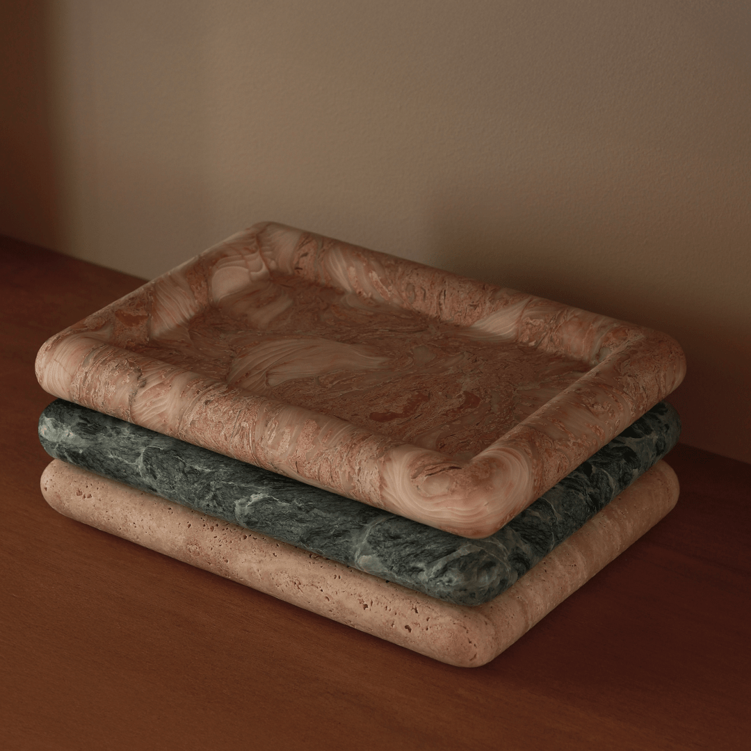 Halo Rectangle Tray - Fossil Pink - Home Tray - Black Blaze