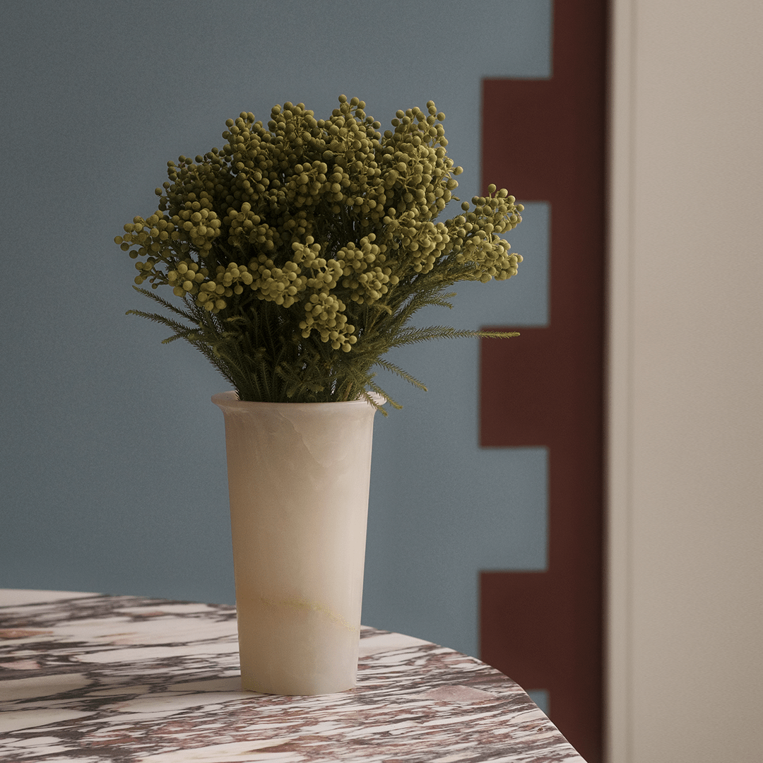 Hatto Vase - White Onyx - Accessories - Black Blaze