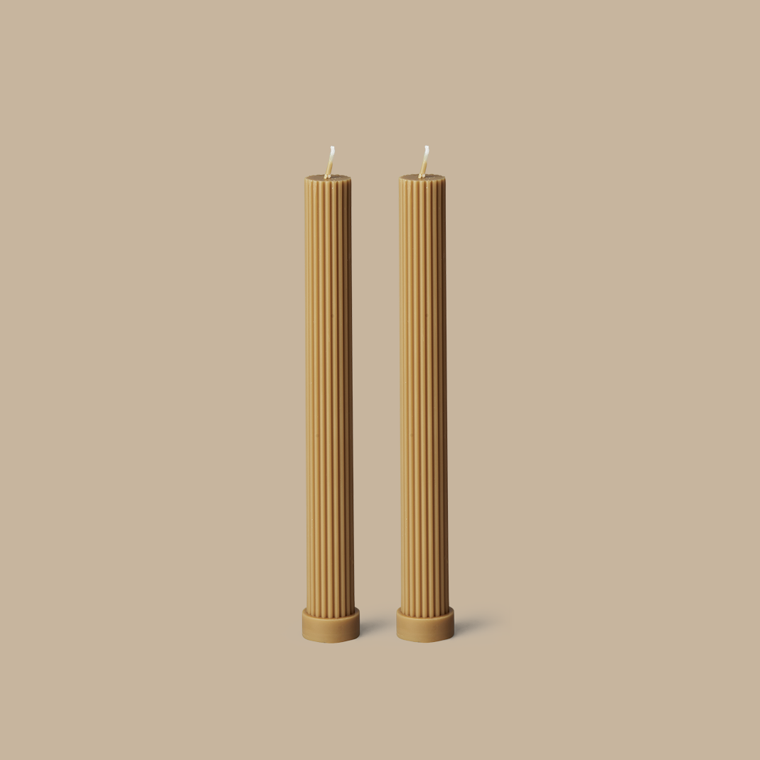 Column Pillar Candle Duo - Honey - BLACK BLAZE
